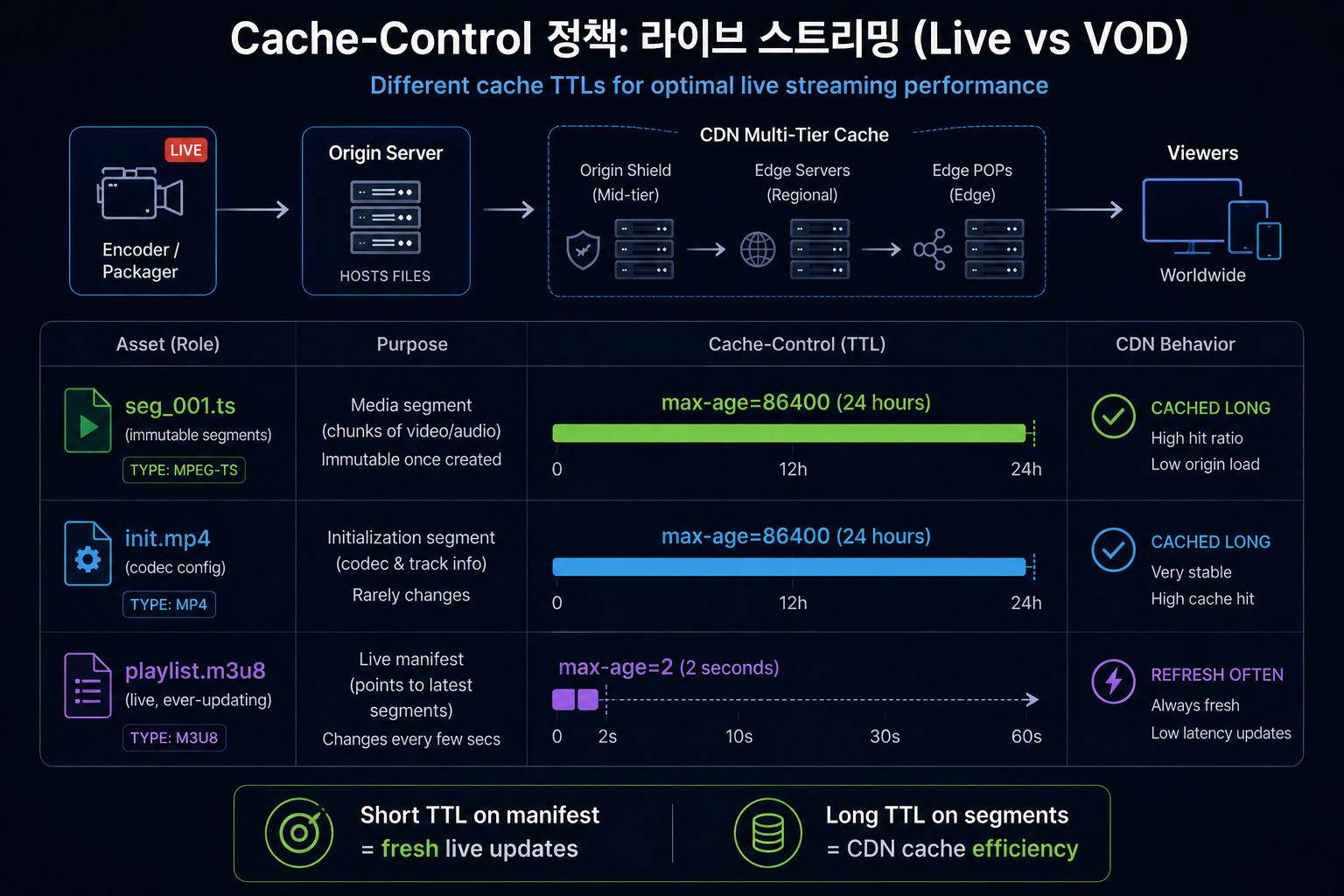 라이브 vs VOD Cache-Control 정책
